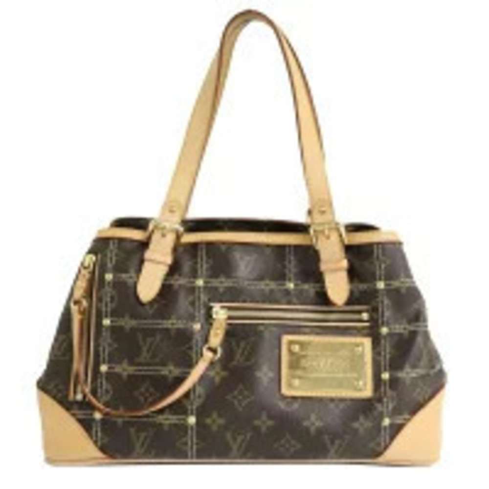 Louis Vuitton Monogram Rivet Leather Shoulder Bag Brown